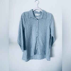 Habitat Clothes to Live In Blue Striped Crinkle Blouse Shirt Size Small